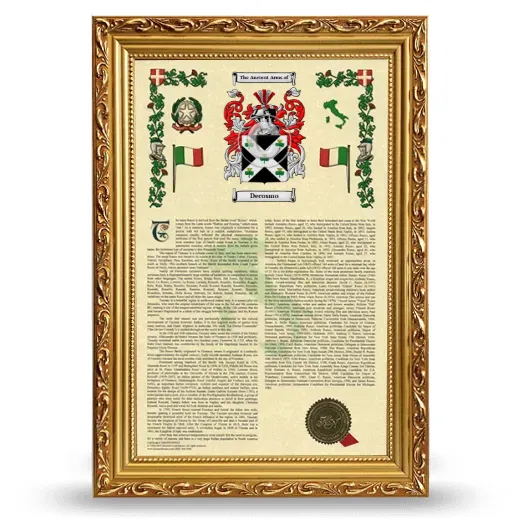 Decosmo Armorial History Framed - Gold