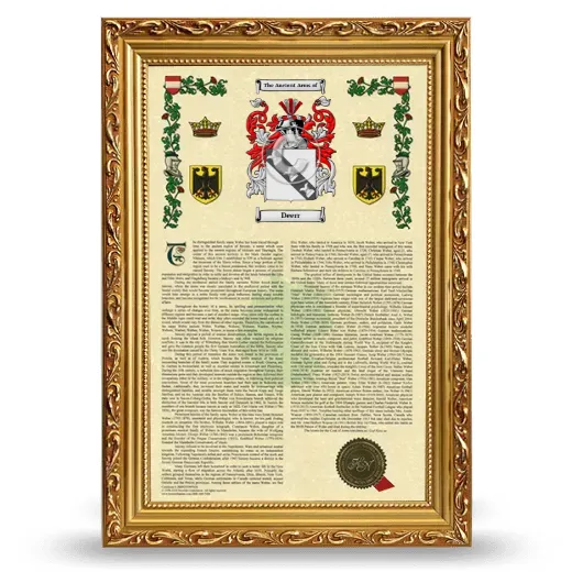 Deerr Armorial History Framed - Gold