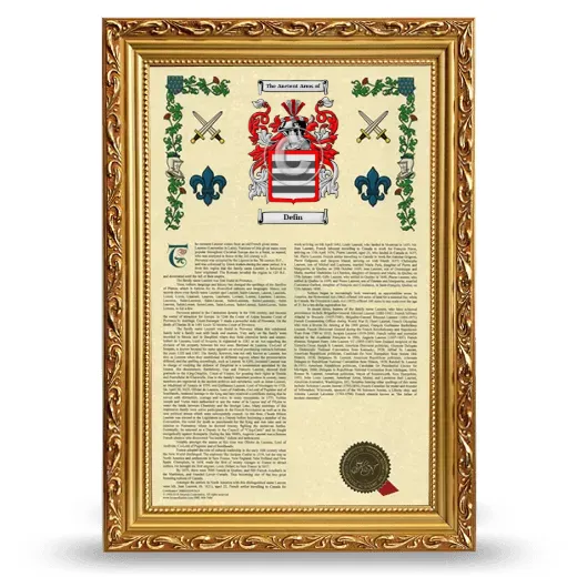 Defin Armorial History Framed - Gold