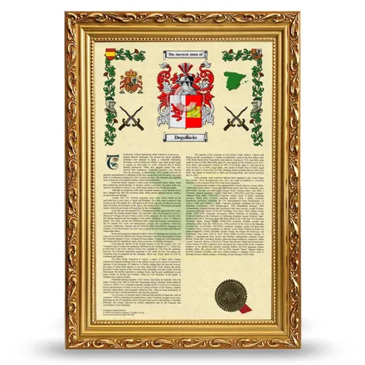 Degollado Armorial History Framed - Gold