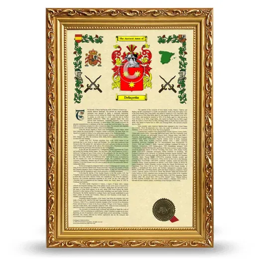 Delapeña Armorial History Framed - Gold