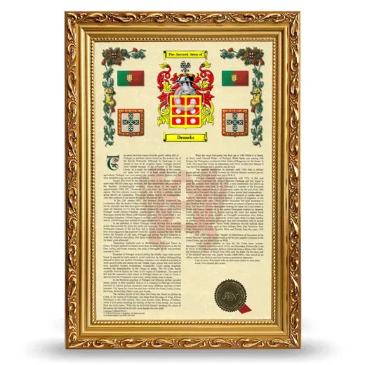 Demelo Armorial History Framed - Gold