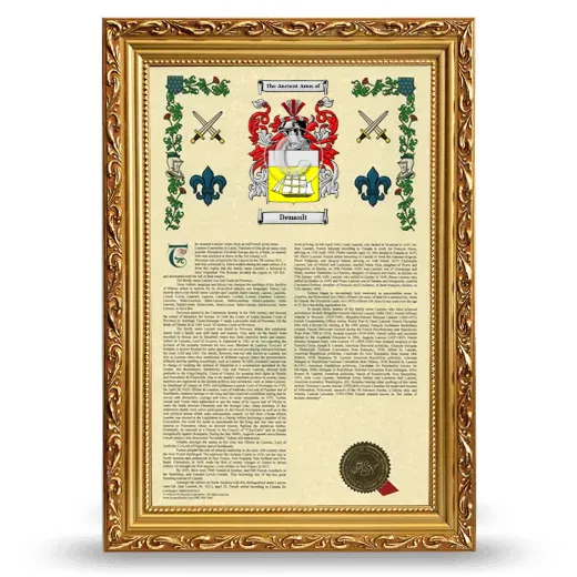 Denault Armorial History Framed - Gold