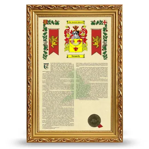 Dennerly Armorial History Framed - Gold