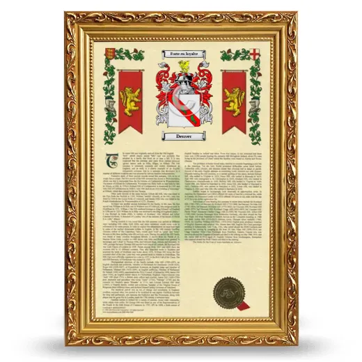 Denver Armorial History Framed - Gold