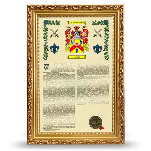 Desaix Armorial History Framed - Gold