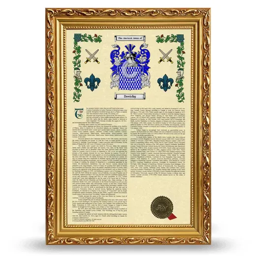 Devichy Armorial History Framed - Gold