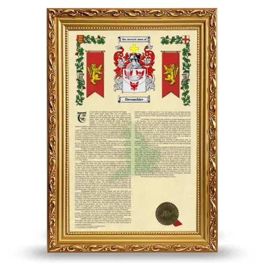 Devonshire Armorial History Framed - Gold