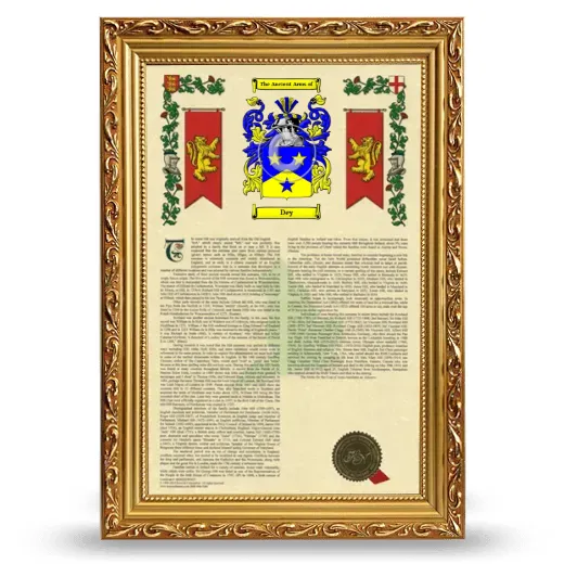 Dey Armorial History Framed - Gold