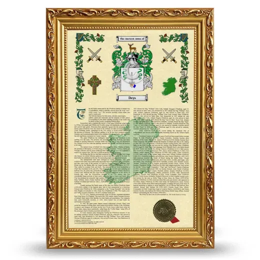 Deys Armorial History Framed - Gold
