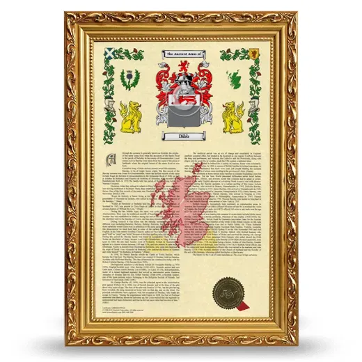 Dibb Armorial History Framed - Gold