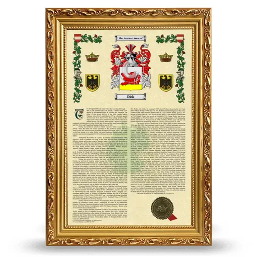 Dick Armorial History Framed - Gold