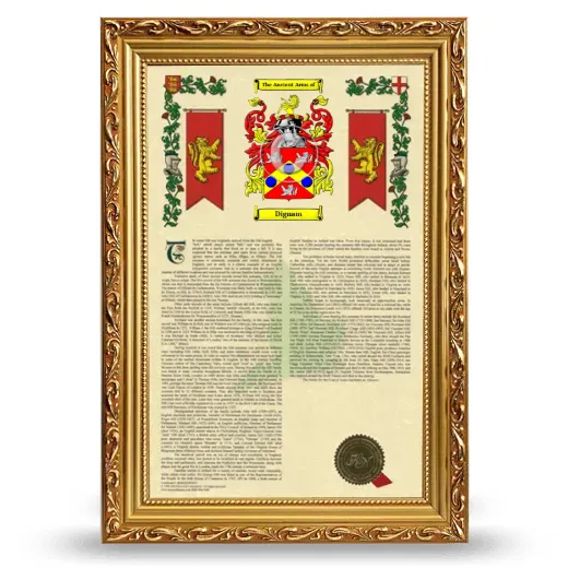 Dignam Armorial History Framed - Gold