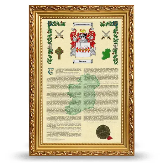 Diment Armorial History Framed - Gold