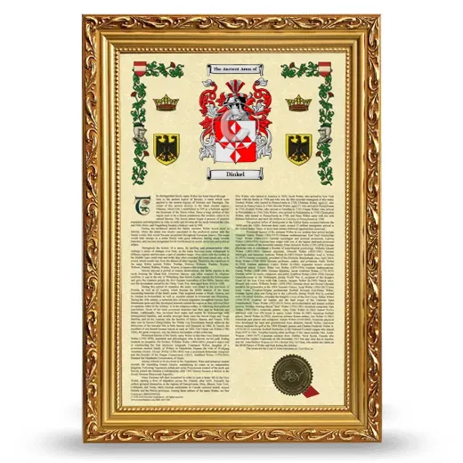 Dinkel Armorial History Framed - Gold