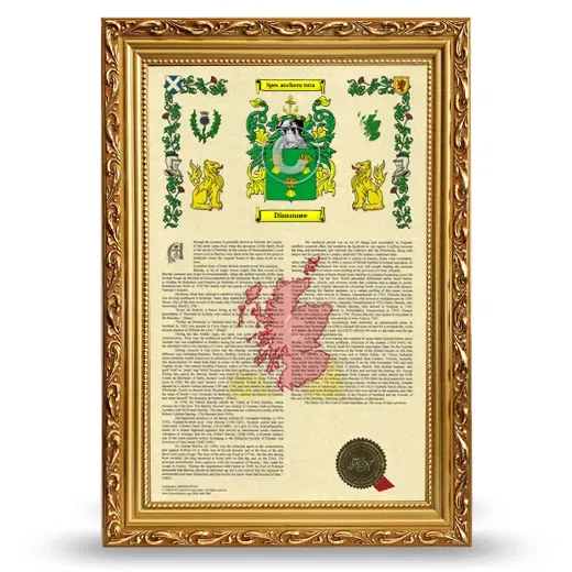 Dinsmore Armorial History Framed - Gold