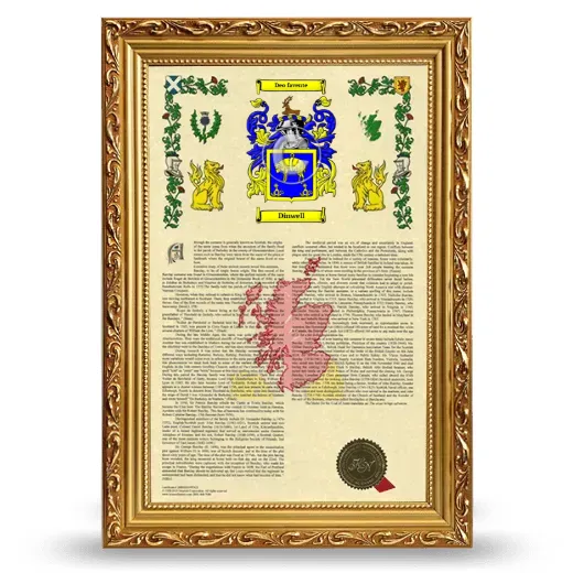 Dinwell Armorial History Framed - Gold