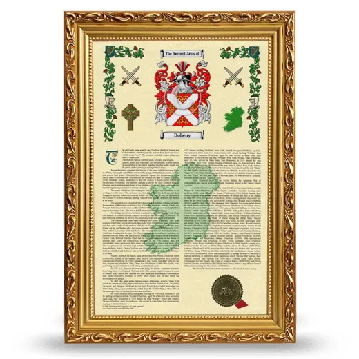 Doheny Armorial History Framed - Gold