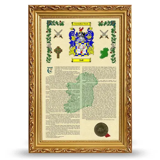 Doll Armorial History Framed - Gold