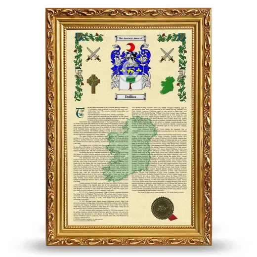 Dollins Armorial History Framed - Gold