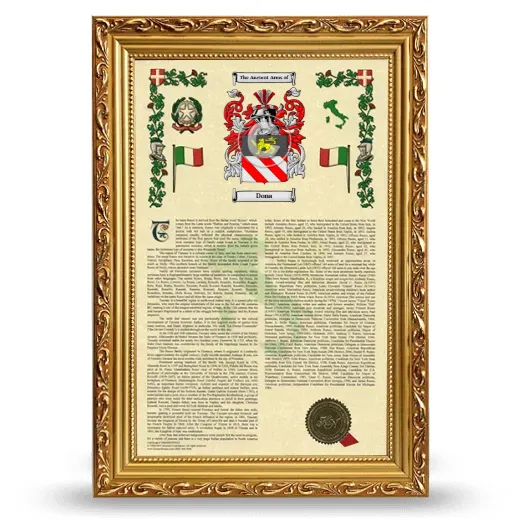 Dona Armorial History Framed - Gold