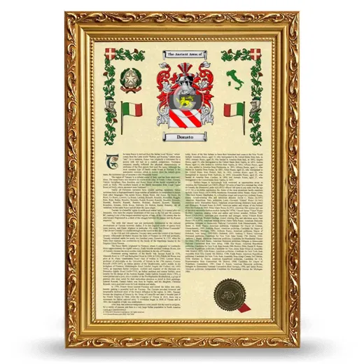 Donato Armorial History Framed - Gold