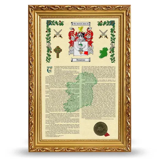 Donavan Armorial History Framed - Gold