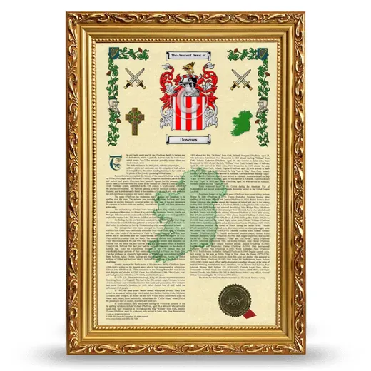Downes Armorial History Framed - Gold
