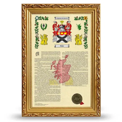 Drier Armorial History Framed - Gold
