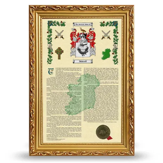 Driscoll Armorial History Framed - Gold