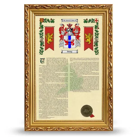 Drong Armorial History Framed - Gold