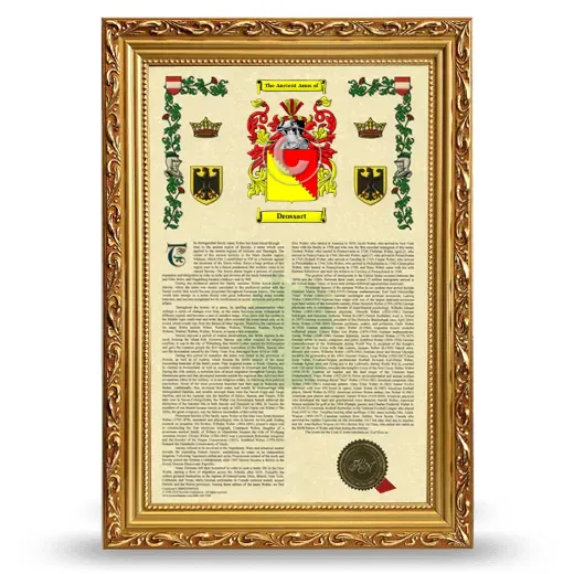 Drossart Armorial History Framed - Gold