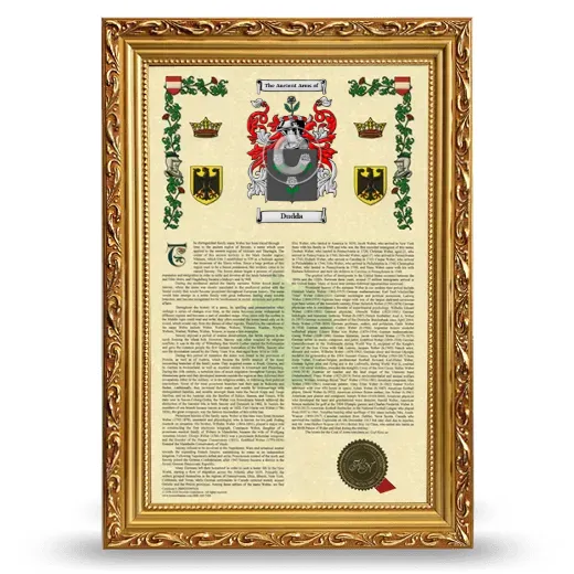 Dudda Armorial History Framed - Gold