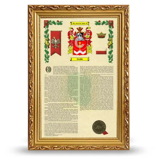 Dudda Armorial History Framed - Gold