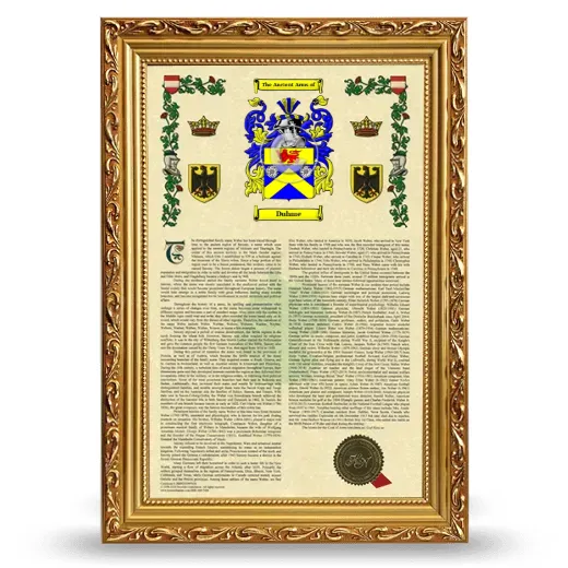 Duhme Armorial History Framed - Gold