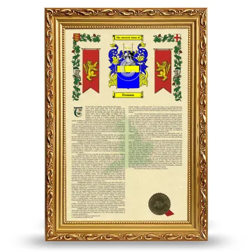 Dumam Armorial History Framed - Gold