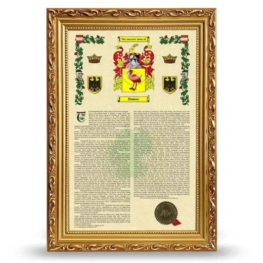 Dumar Armorial History Framed - Gold
