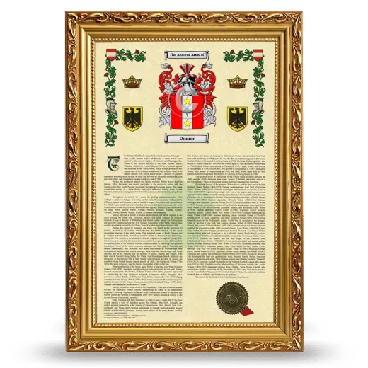 Dumer Armorial History Framed - Gold