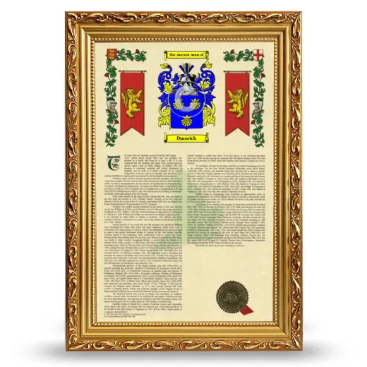 Dunwich Armorial History Framed - Gold