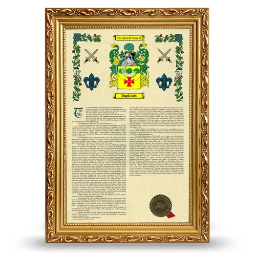 Duplantis Armorial History Framed - Gold