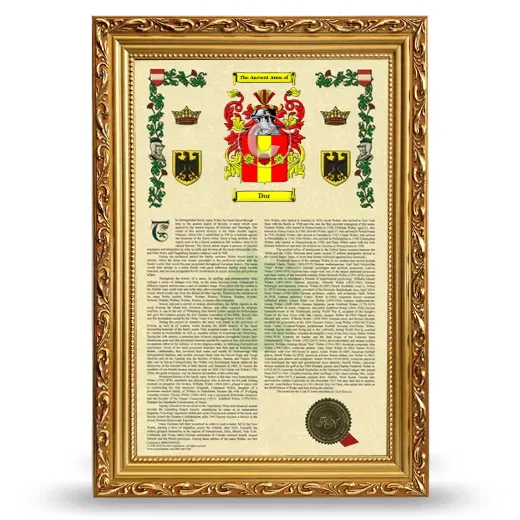 Dur Armorial History Framed - Gold