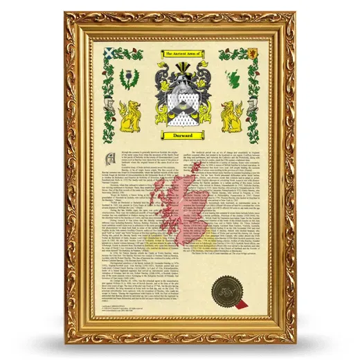 Durward Armorial History Framed - Gold
