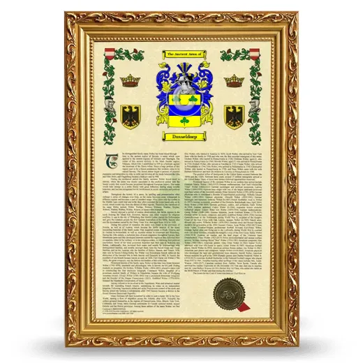 Dusseldorp Armorial History Framed - Gold