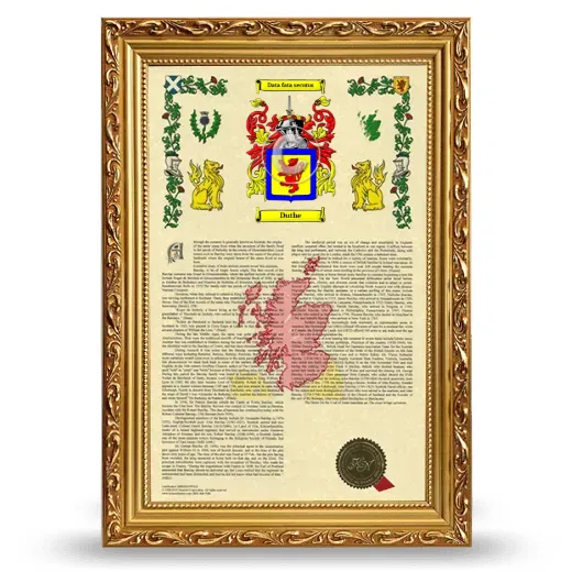 Duthe Armorial History Framed - Gold