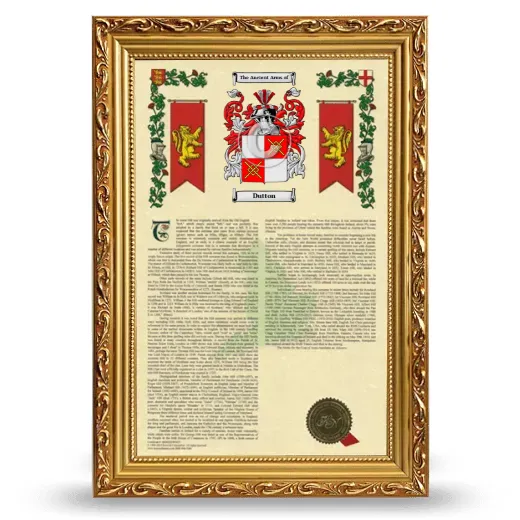 Dutton Armorial History Framed - Gold