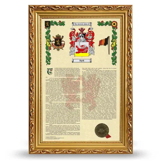 Dyck Armorial History Framed - Gold