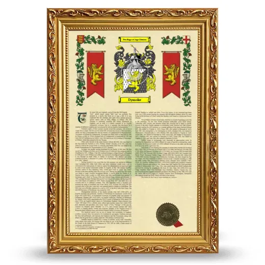 Dymoke Armorial History Framed - Gold