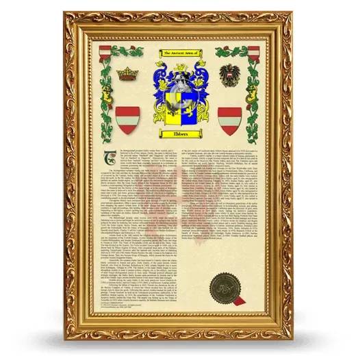 Ebbers Armorial History Framed - Gold