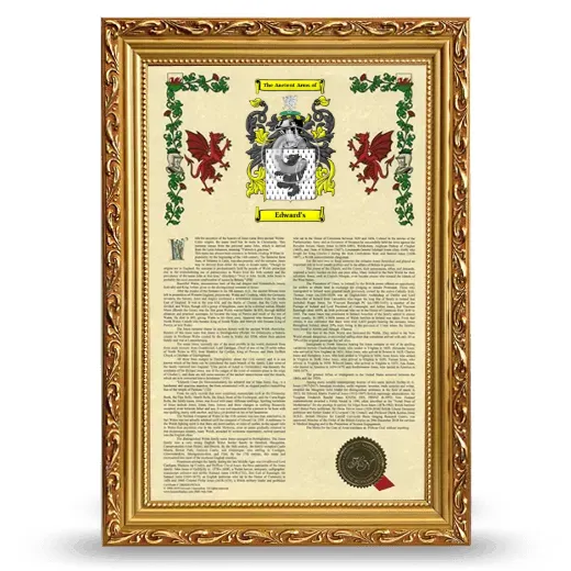 Edward's Armorial History Framed - Gold