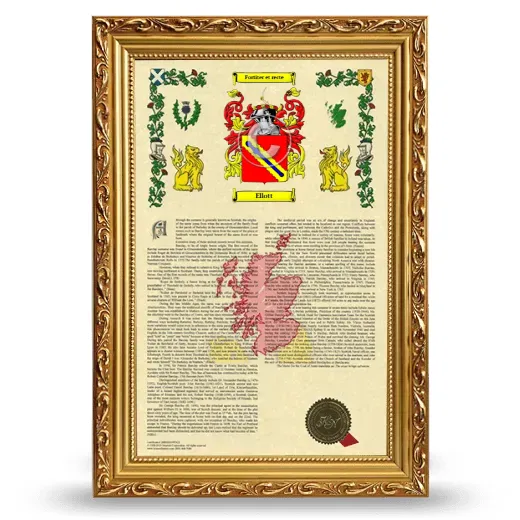 Ellott Armorial History Framed - Gold